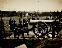 Cannons are ready to be fired in this Civil War-era picture