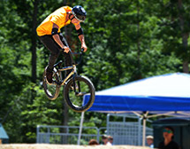 Launching at the BMX jump track