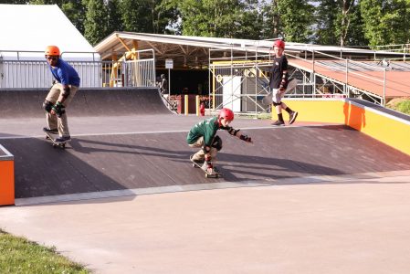 Practicing skateboard skills at John D. Harkey, Jr. X-ZONE