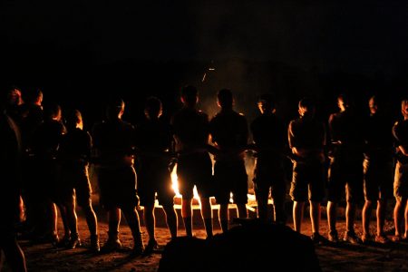 A ceremonial campfire at BB&T Point