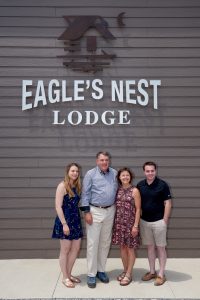 The Johnson family at Eagle's Nest Lodge during its dedication at the 2019 World Scout Jamboree