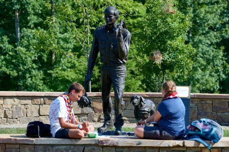 Scouts enjoy the serenity and beauty of the Joe Crafton Sportsman's Complex during the 2019 World Scout Jamboree.