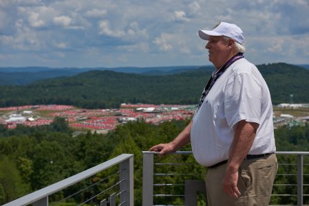 Gov. Jim Justice admires the view from WP Point during the 2019 World Scout Jamboree