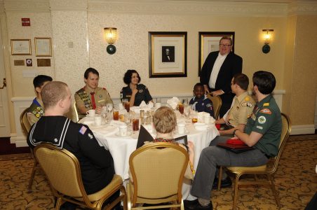 Then-National President John Gottschalk, standing, addresses the 2009 Report to the Nation delegation in Washington, D.C.