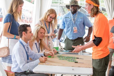 John Harkey visits with Scouts during the 2017 National Scout Jamboree.