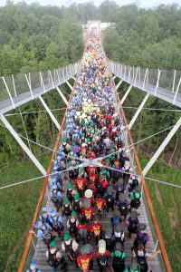 Scouts from across America crowd the CONSOL Energy Bridge during the 2017 National Scout Jamboree.
