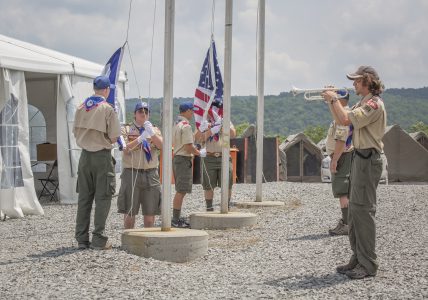 Flag-raising at Douglas H. Dittrick Flag Plaza during the 2017 National Scout Jamboree