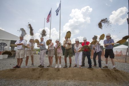 Doug Dittrick and family break ground for the Douglas H. Dittrick Flag Plaza in 2017,