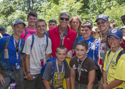 Jack Furst, center, celebrates the 2017 National Scout Jamboree with Scouts from across the country.