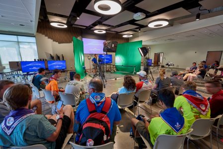 Ross Perot Leadership Hall was the location for a simulcast from the International Space Station during the 2019 World Scout Jamboree.