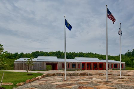 Harold Hook Flag Plaza, with Pigott Headquarters in the background